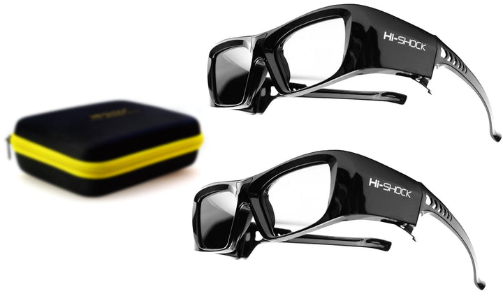 2X Hi-SHOCK® RF / BT Pro Black Diamond & Dualcase | Aktive 3D Brille für EPSON 3D Beamer | komp zu E