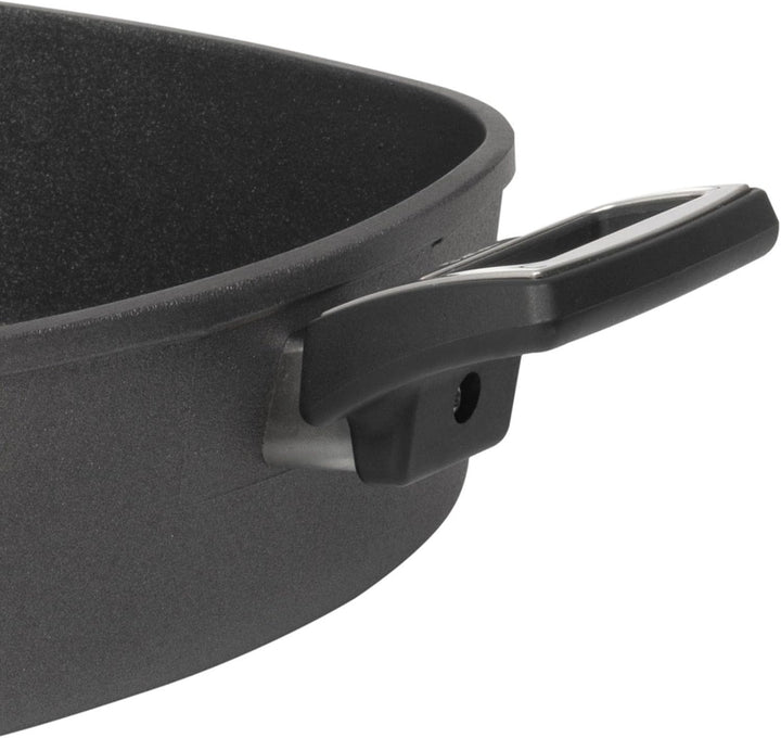 SKK grosser 2-tlg. Guss Bräter 28x28 cm - Induktion Bratkasserolle - hohe eckige Antihaft Kasserolle