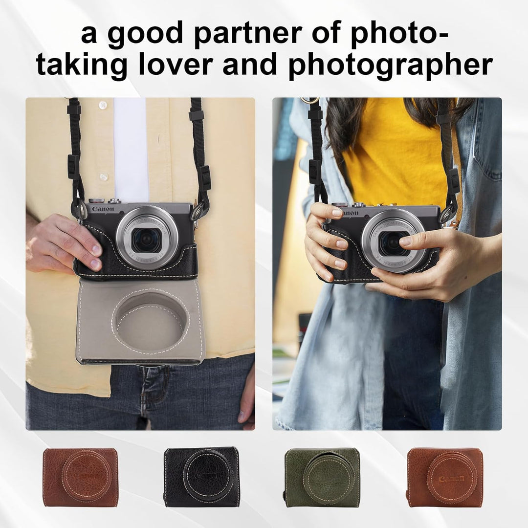 Rieibi G7 X G7X II G7X III Hülle, Vintage Leder Kameratasche für Canon PowerShot G7X G7X Mark II G7X
