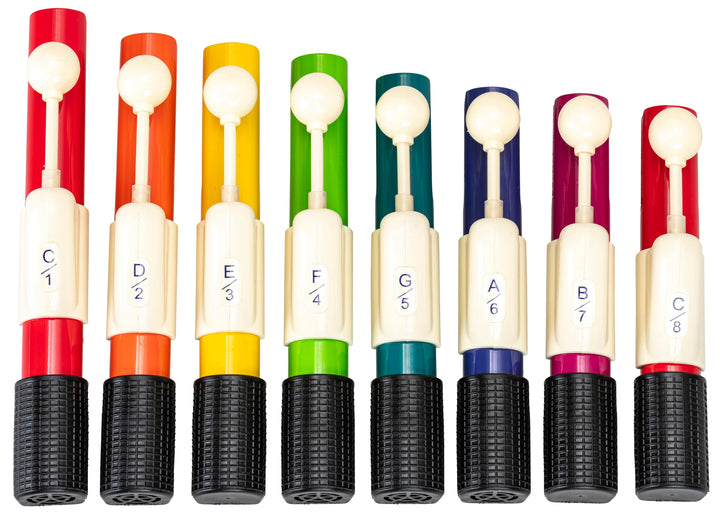 Betzold Handchimes in Boomwhackers®-Farben - farbige Klangstäbe Kinder Handglocken-Set diatonisch, d