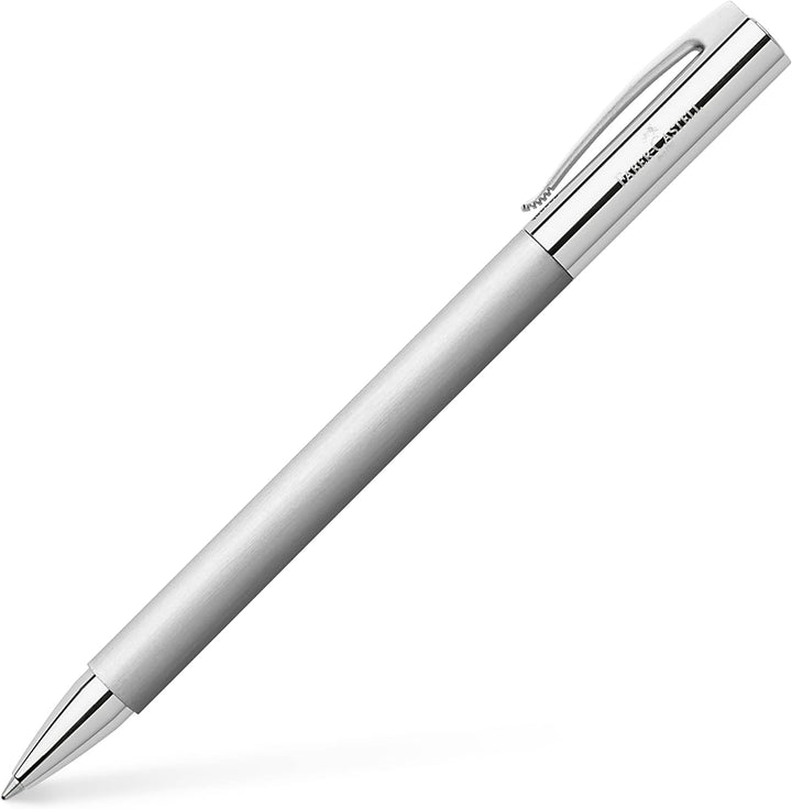 Faber-Castell 148152 - Drehkugelschreiber AMBITION Edelstahl, Mine B, inklusive Geschenkverpackung,