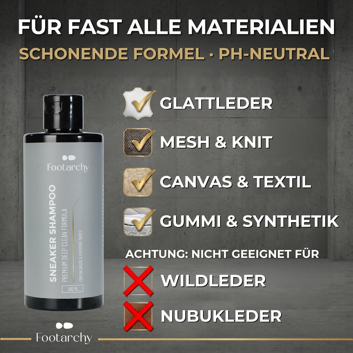 Sneaker Reinigungsset: 200ml Shampoo, XL-Bürste &amp; Mikrofasertuch