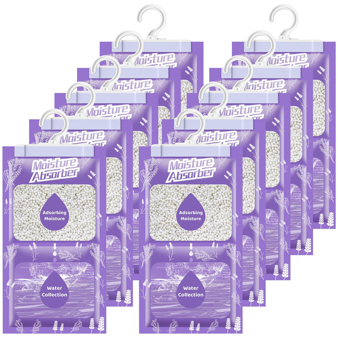 OMECO Hängender Luftentfeuchter Beutel, Einweg Schrank Entfeuchter, 10 Packungen x 230g Moisture Abs