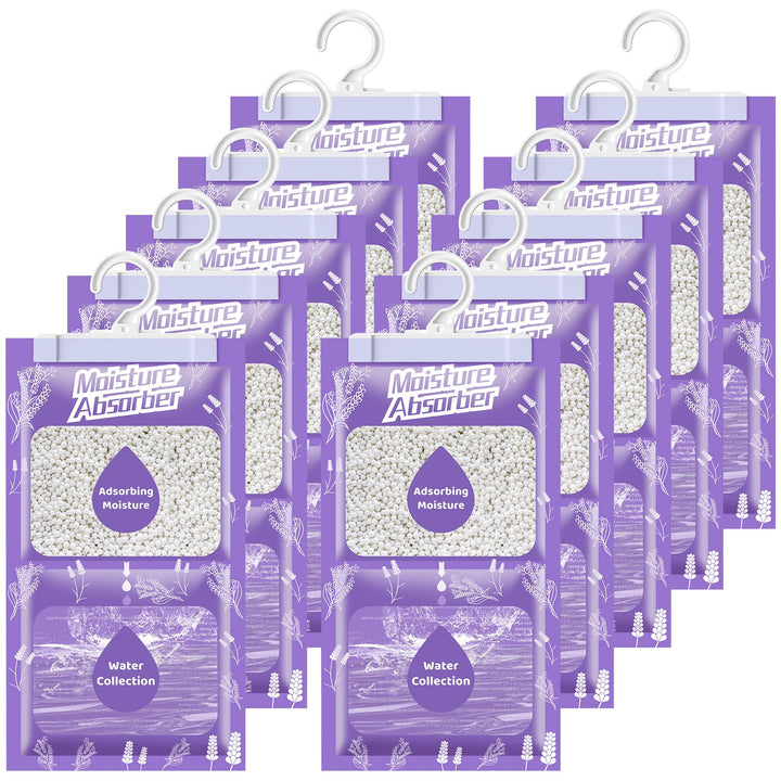 OMECO Hängender Luftentfeuchter Beutel, Einweg Schrank Entfeuchter, 10 Packungen x 230g Moisture Abs