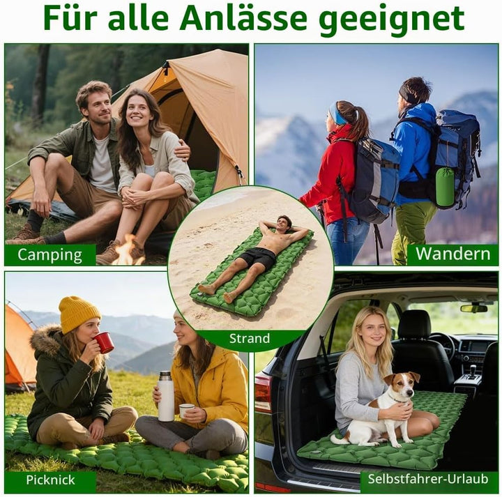 AUYAO Selbstaufblasend Camping Isomatte Schlafmatte, 190 x 60 CM | Ultraleichte Luftmatratze, Wasser