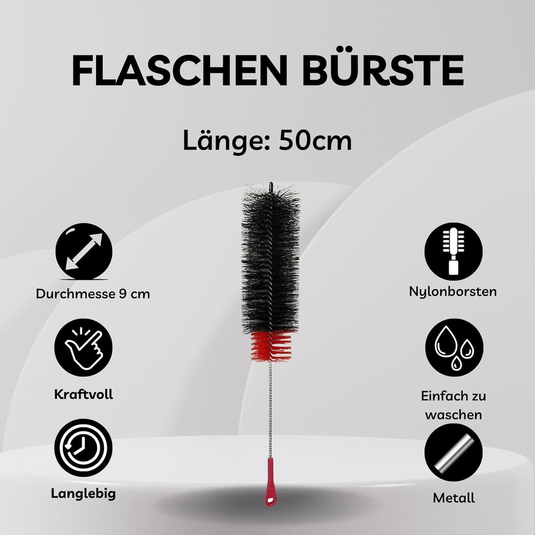 50cm Nylon Flaschenreiniger Bürste, Flaschenbürste Weinballon Gross, Flaschenputzer, Reinigungsbürst
