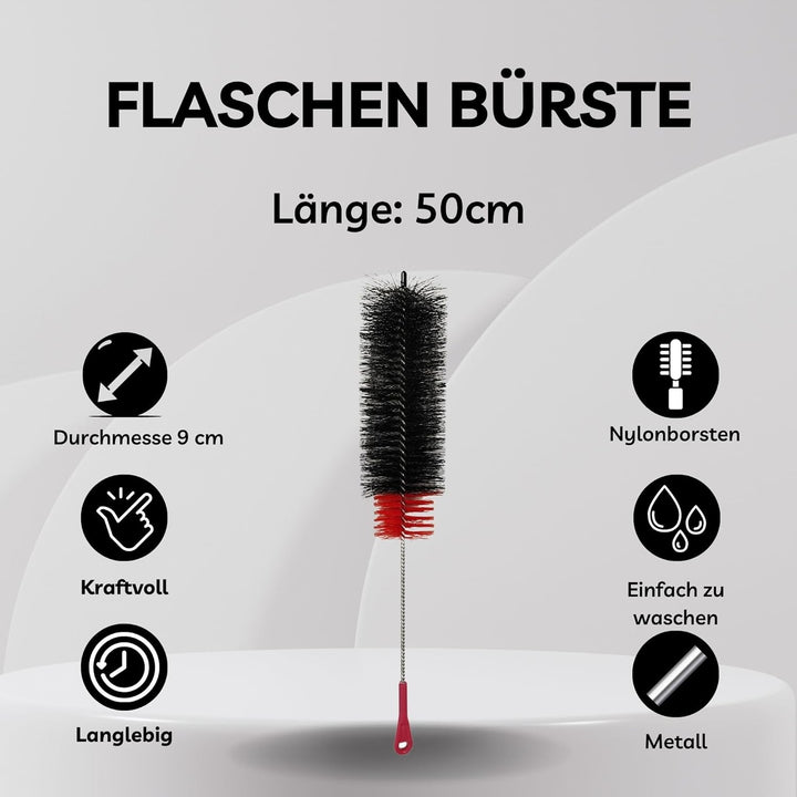 50cm Nylon Flaschenreiniger Bürste, Flaschenbürste Weinballon Gross, Flaschenputzer, Reinigungsbürst