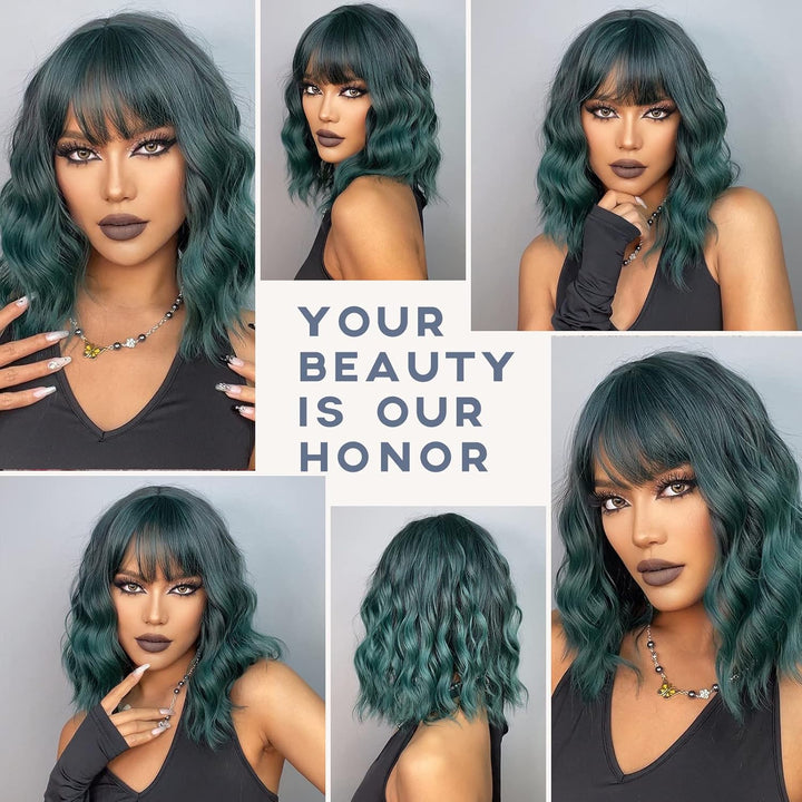 HAIRCUBE Kurze Charming Bob mit Bangs Perücken für Frau Natur Hitzebeständige Synthetische Faser Par