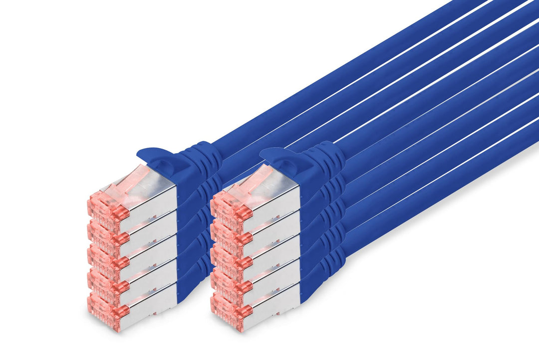 DIGITUS LAN Kabel Cat 6 - 2m - 10 Stück - RJ45 Netzwerkkabel - S/FTP Geschirmt - Kompatibel zu Cat 6