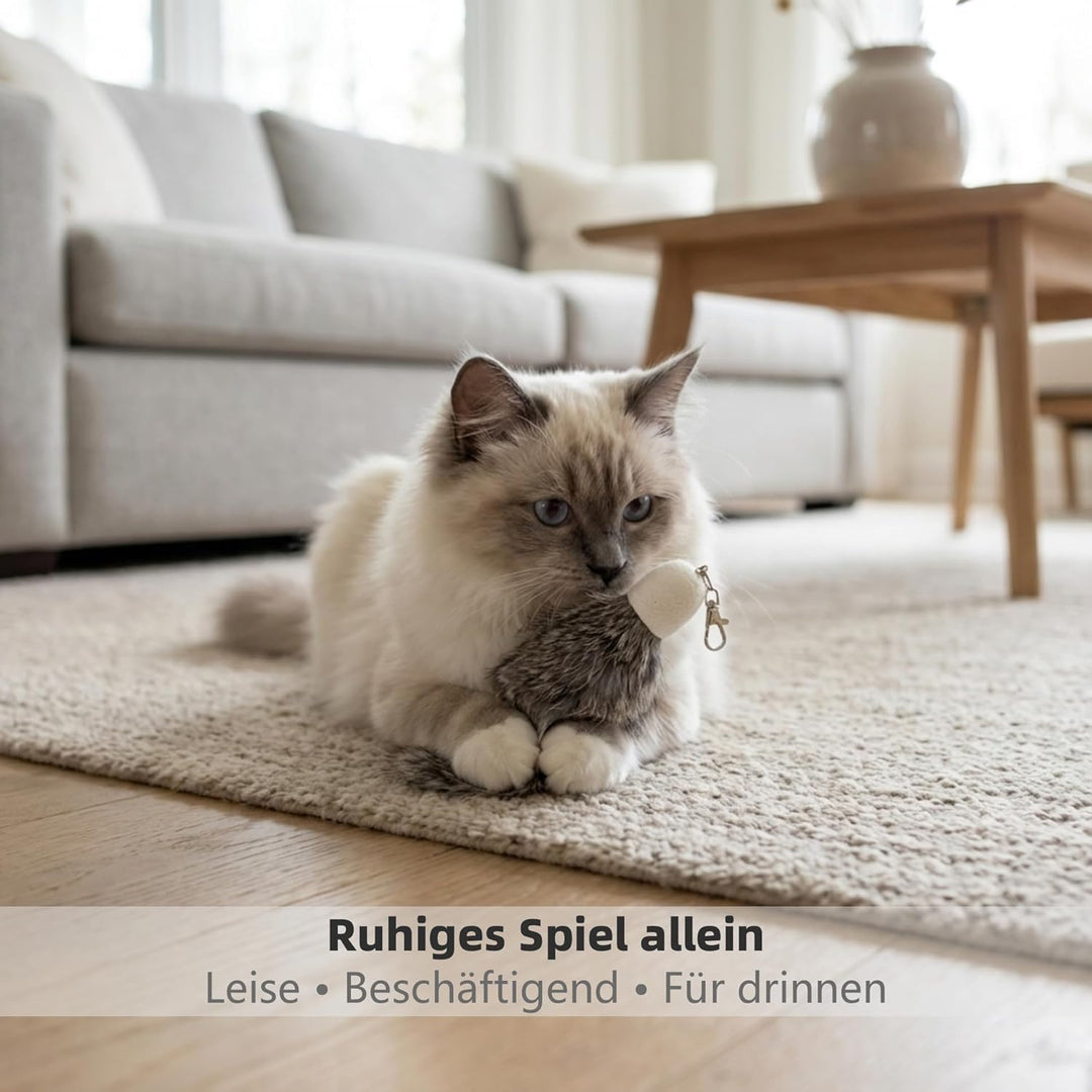 2er Set Katzenspielzeug Ersatzkopf aus echtem Kaninchenfell – Handgefertigter Katzenanhänger für Kat