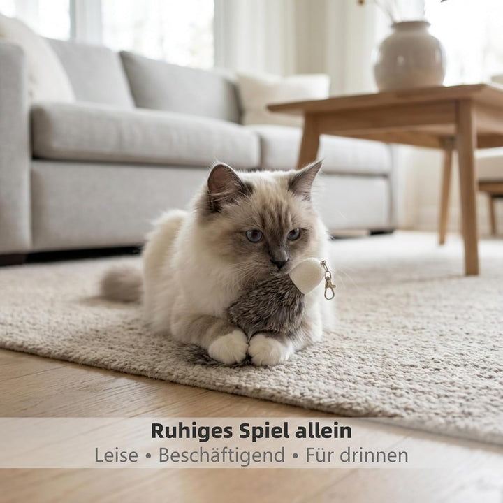 2er Set Katzenspielzeug Ersatzkopf aus echtem Kaninchenfell – Handgefertigter Katzenanhänger für Kat