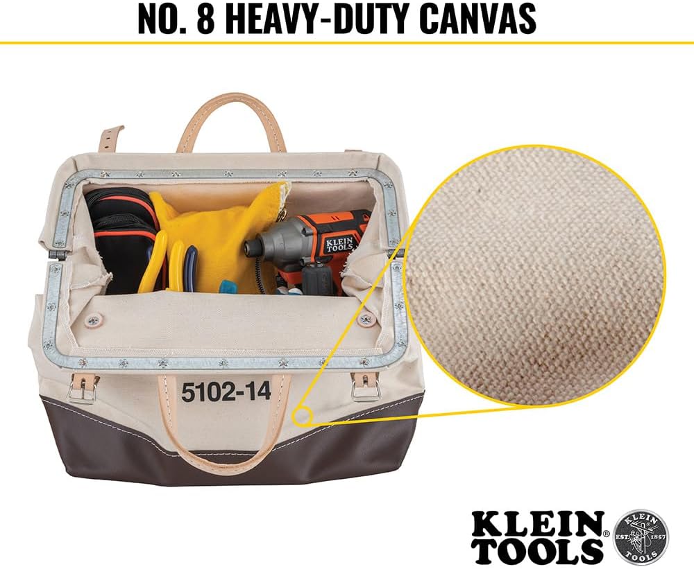 Klein Tools 5102-14 Werkzeugtasche aus Naturleinen, strapazierfähig, Werkzeugtasche, Mehrzwecktasche