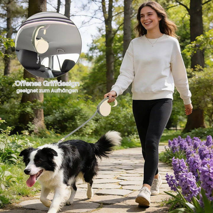 Einziehbare Hundeleine, 5 m, mit rutschfestem, ergonomischem Griff für kleine und mittelgrosse Hunde