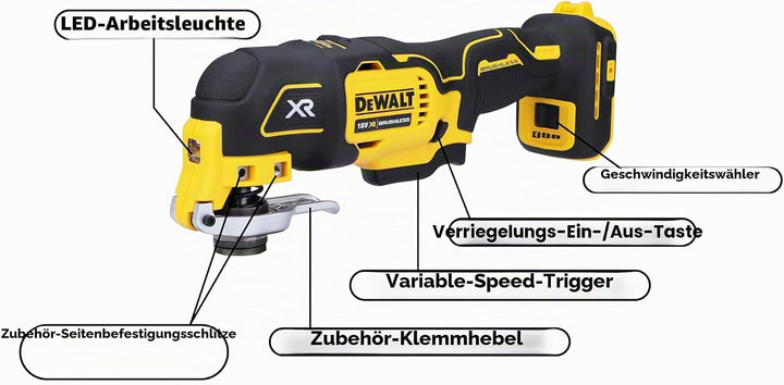 DeWALT DCS356N 18V Li-Ion accu multitool body - koolborsteloos, ohne Akku ohne Ladegerät Einzeln, Ei