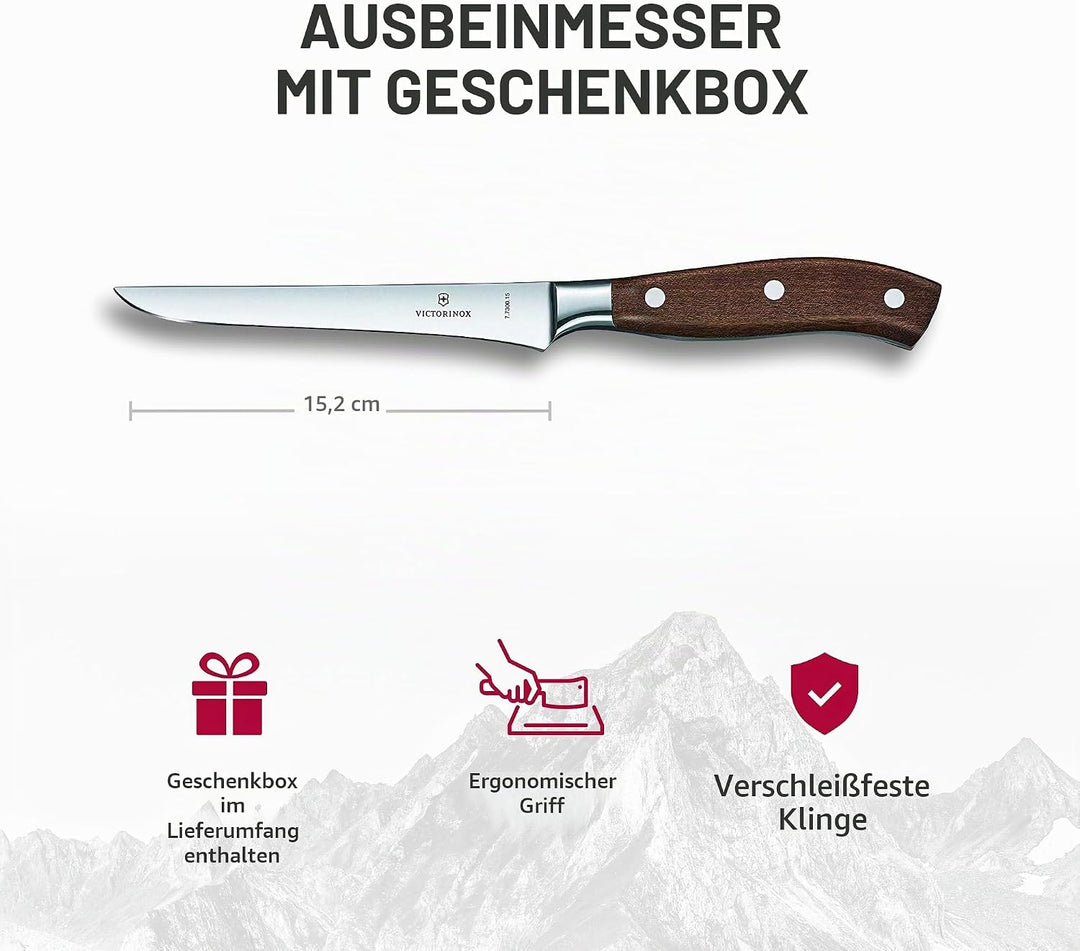 Victorinox, Grand Maître, Profi Ausbeinmesser, Extra Scharfe Klinge, gerader Schliff, 15 cm, Edler H