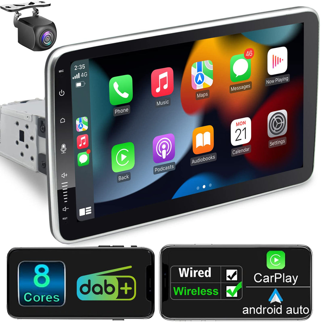 Android Autoradio mit Navi 10.1 Zoll Bildschirm Eingebaut DAB+ Wireless Android Auto & Wireless Carp