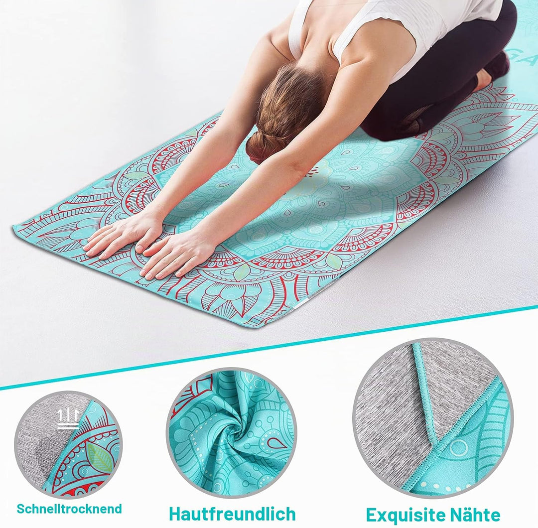 MoKo Yogamatten Handtuch, rutschfest Yoga Handtuch Auflage für Yogamatte Schweissabsorbierend Saugfä