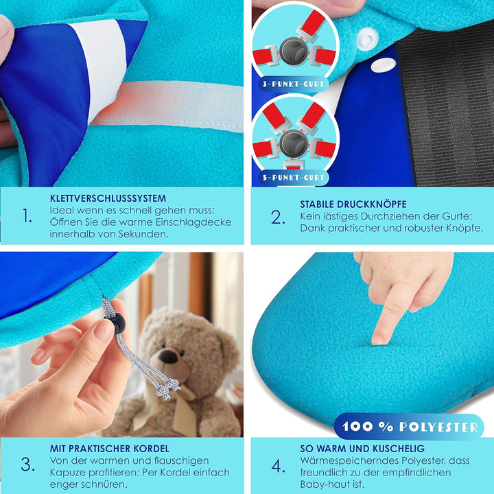 KIDIZ® Baby Einschlagdecke Babyschale Winter Herbst Babydecke mit Tasche Universal Fusssack kompatib