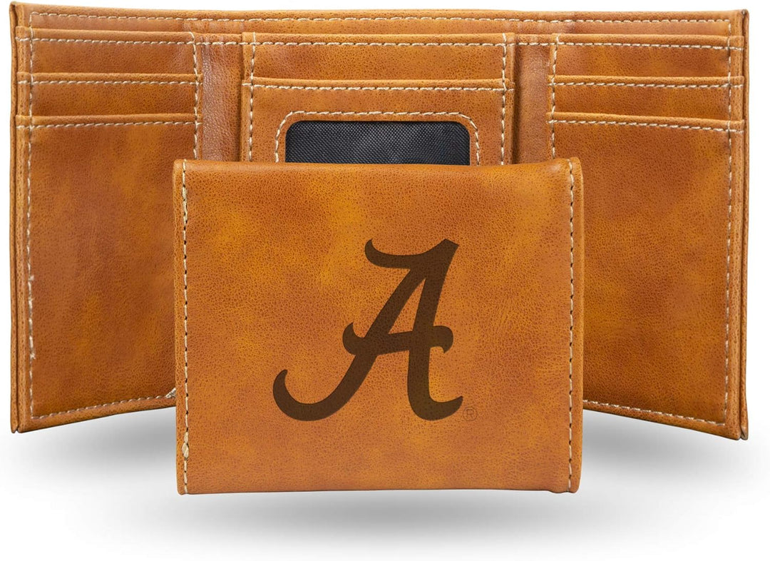NCAA Rico Industries Laser Engraved Trifold Laser Engraved Tri-Fold Wallet - Men's Accessory Alabama