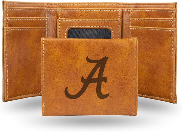 NCAA Rico Industries Laser Engraved Trifold Laser Engraved Tri-Fold Wallet - Men's Accessory Alabama