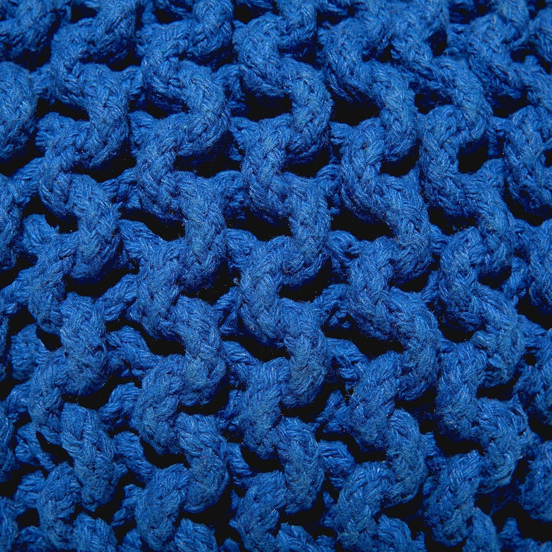 Gestrickter Pouf Blau Kobaltblau ⌀ 40 cm Baumwolle Ottomane Conrad