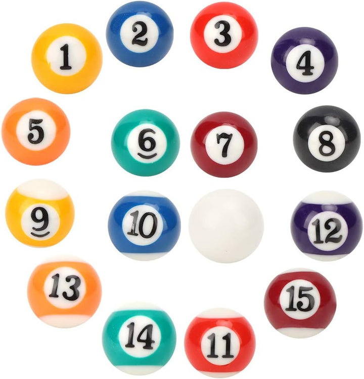 MAGT Billardkugel, 16PCS Mini-Billardkugel Tragbare Harz-Billardkugel Kleine 2,5-cm-Billardkugel Pra