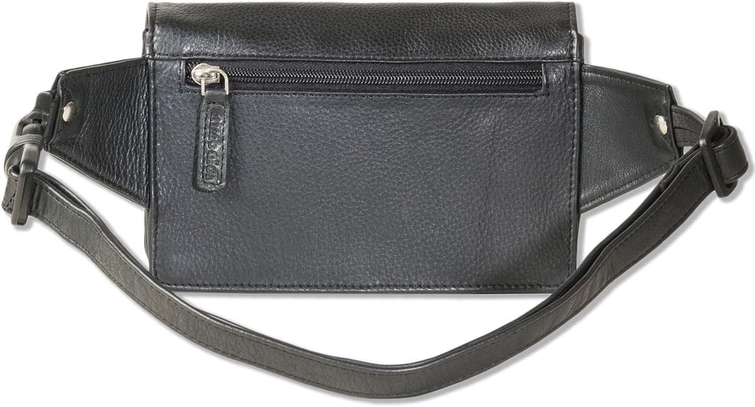 Kompakte Bauchtasche von Rimbaldi Slim-Modell Weiches Rind-Nappaleder Schwarz