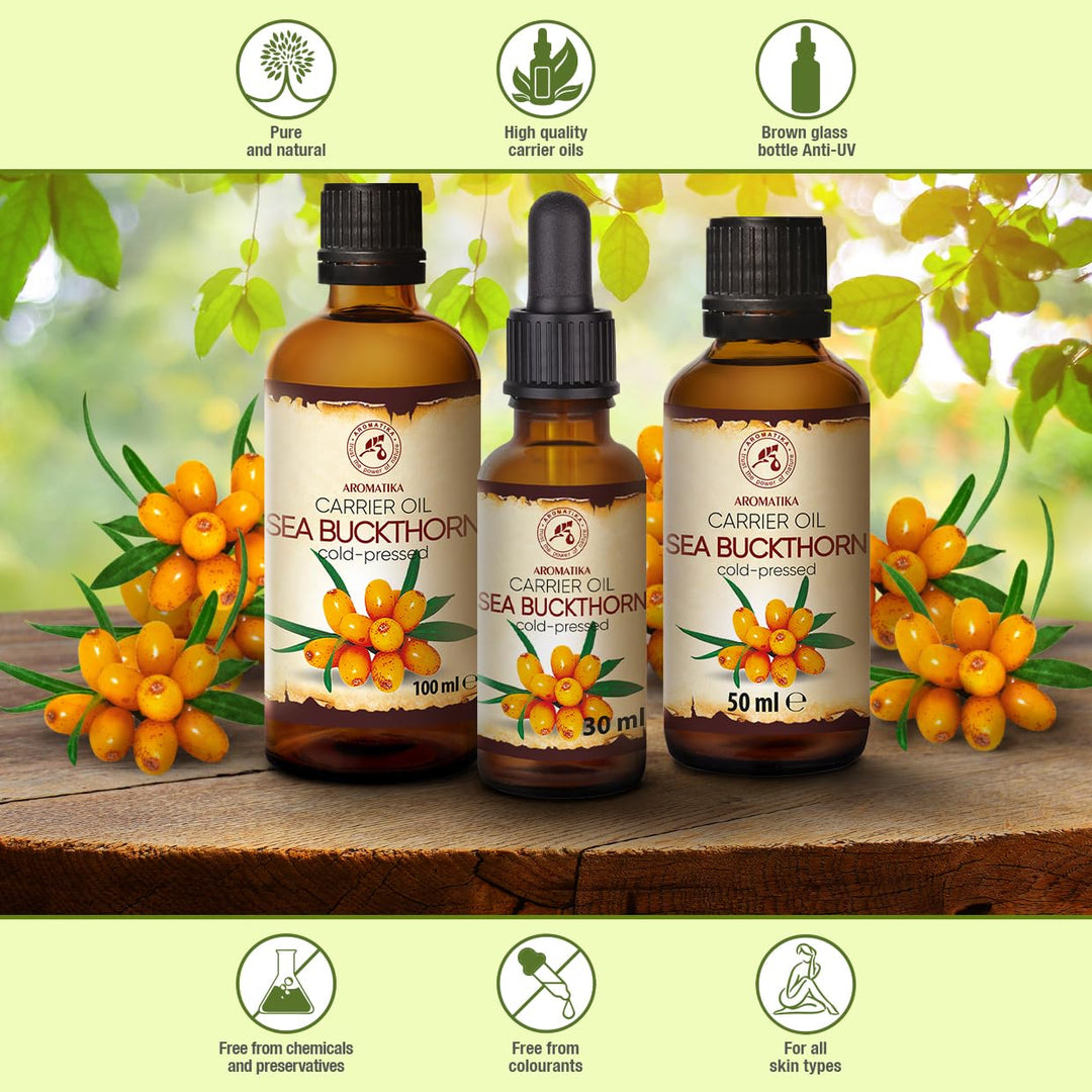 Sanddornöl 30ml - Hippophae Rhamnoides - Kaltgepresst - Sanddorn Öl - Sea Buckthorn Oil - Rein &amp; Nat