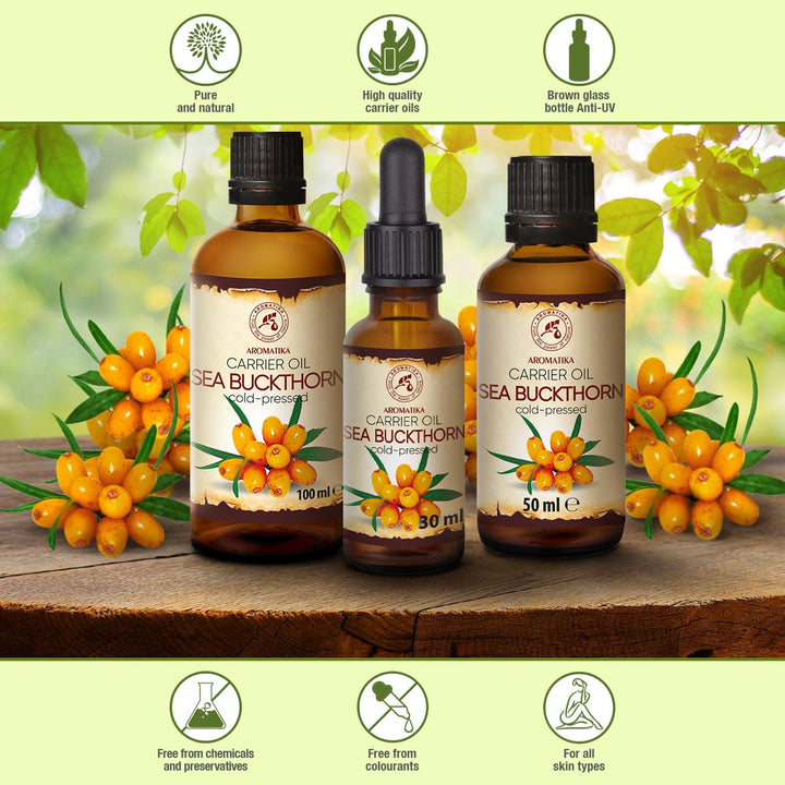 Sanddornöl 30ml - Hippophae Rhamnoides - Kaltgepresst - Sanddorn Öl - Sea Buckthorn Oil - Rein &amp; Nat
