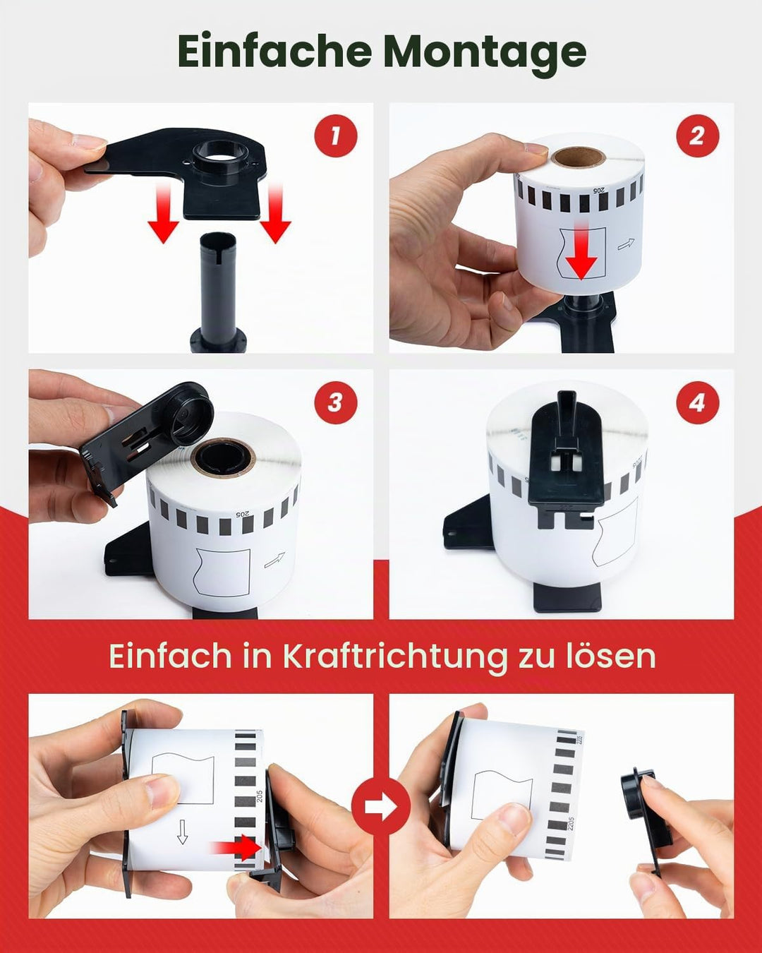 DK-22205 Endlosetiketten 62mm x 30,48m Etikettenrolle 10 Etiketten DK22205 Selbstklebende Etiketten