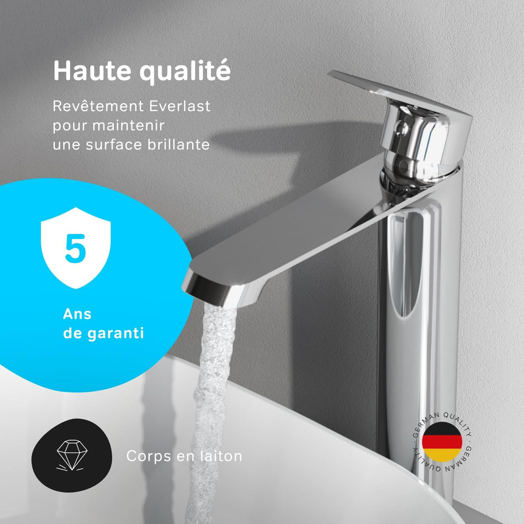 AM.PM Func Einhebel-Waschtischarmatur, Wasserhahn Bad Chrom für Waschbecken, Höhe 312mm, Einhandmisc