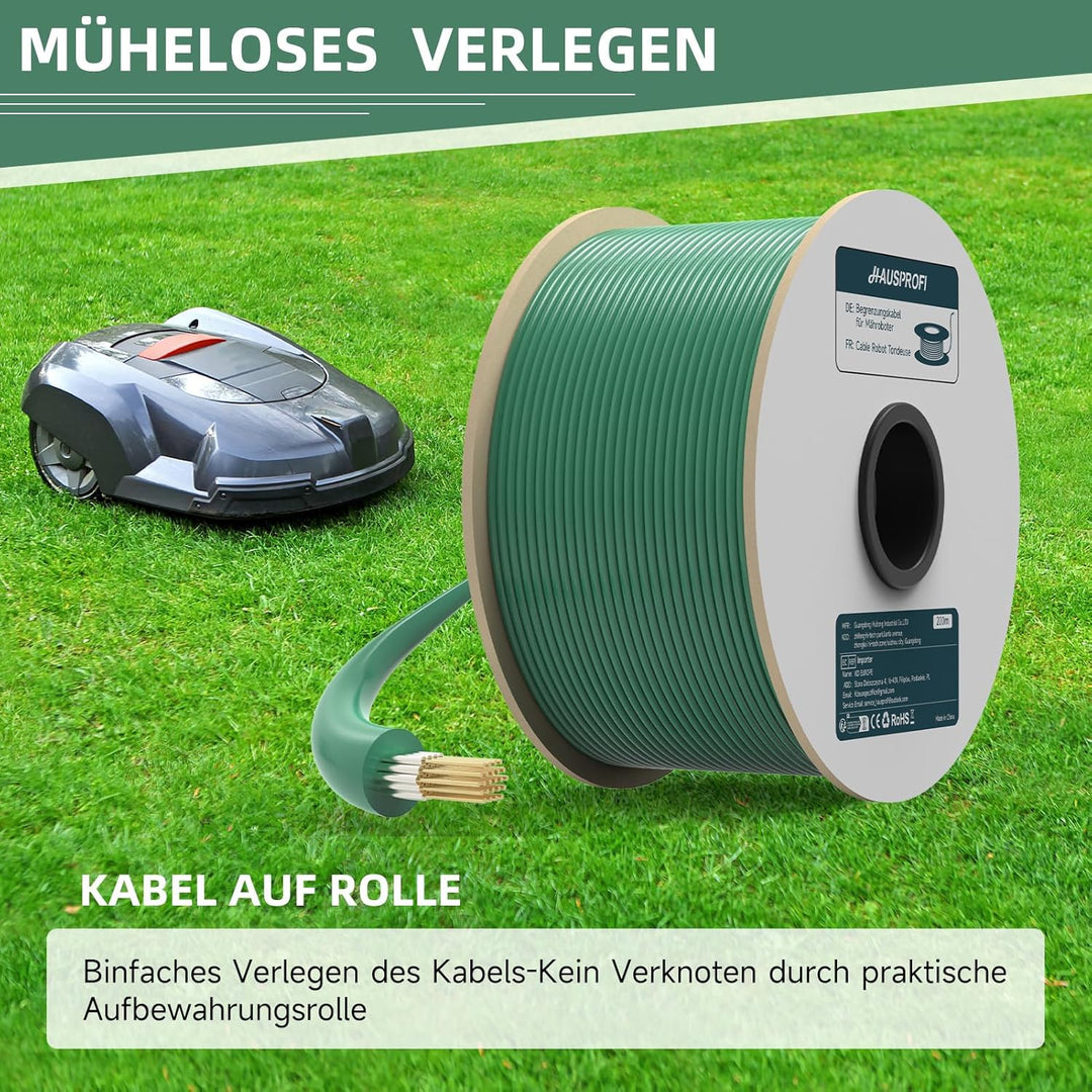 200M Universal Begrenzungskabel für Mähroboter, HAUSPROFI Begrenzungskabel für Rasenmäher - Begrenzu