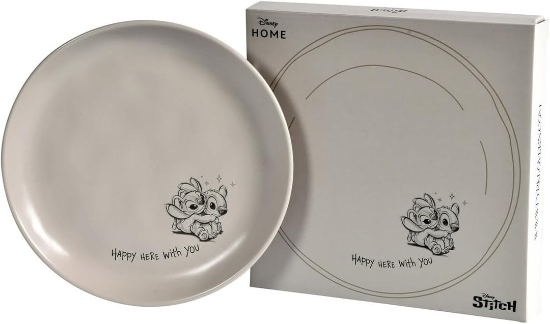 Disney Stitch Kuchenteller 20 cm – Hochwertiges Steingut mit Stitch, mit originellen Zitaten und han