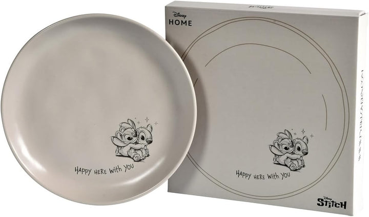 Disney Stitch Kuchenteller 20 cm – Hochwertiges Steingut mit Stitch, mit originellen Zitaten und han
