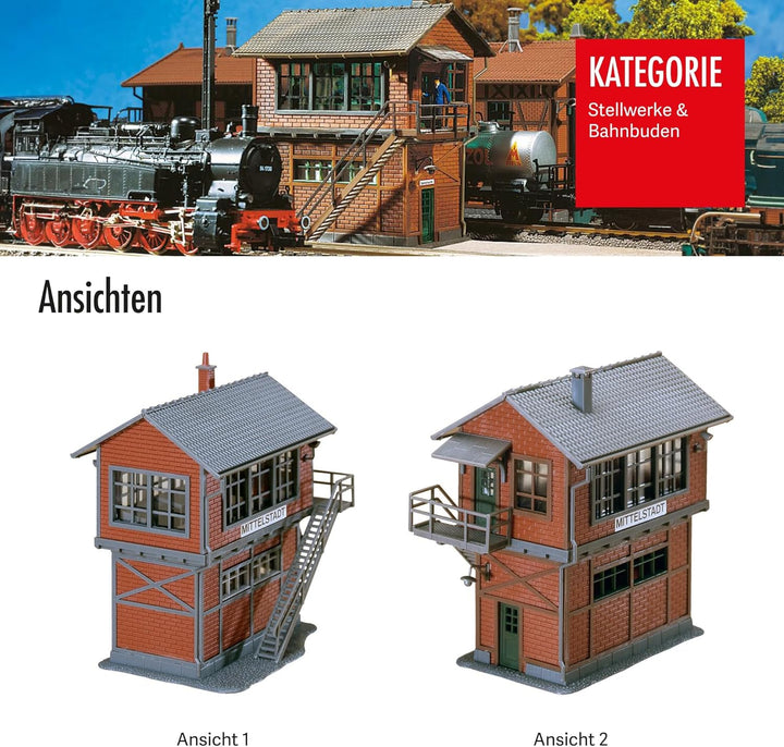FALLER Stellwerk Mittelstadt Modellbausatz mit 364 Einzelteilen 83 x 62 x 101 mm I Modelleisenbahn Z