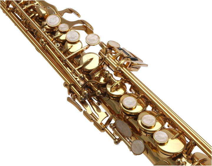 Classic Cantabile Winds SS-450 Bb Sopransaxophon (Messing, klarlackiert, Hoch-Fis-Klappen, ergonomis