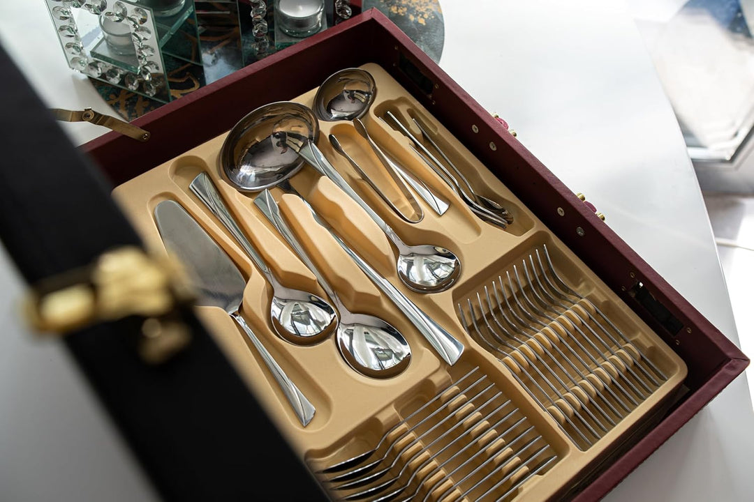 KARL HAUSMANN Besteck Set 12 Personen, 72 teilig Edelstahl Besteckset mit Koffer - Essbesteck mit Me