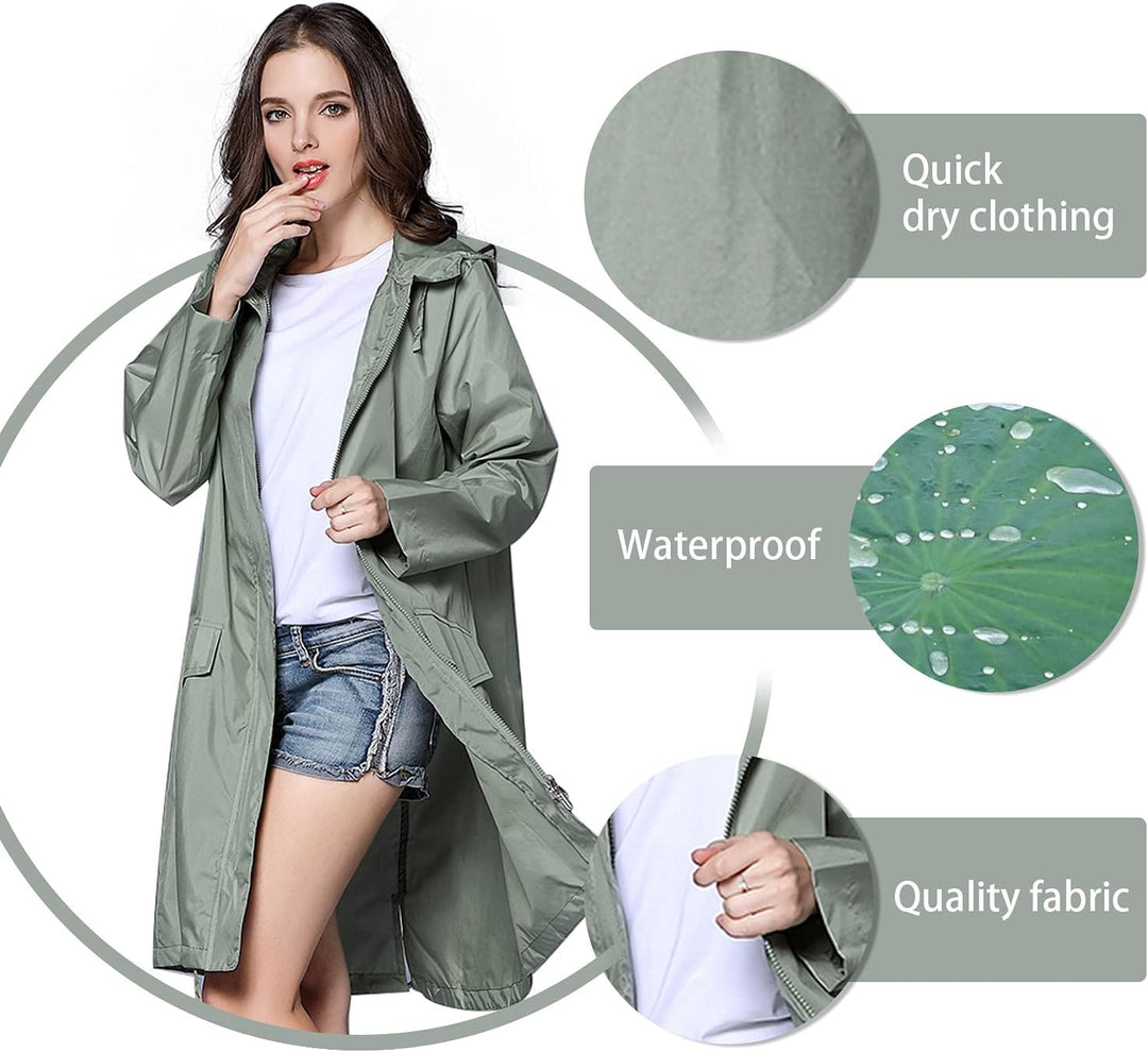 Freiesoldaten Damen Wasserdicht Regenjacke Draussen Winddicht Leicht Poncho Schnelltrocknend Regenma