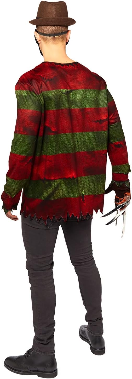 Amscan - Erwachsenenkostüm Freddy Krüger, Oberteil, Maske, Handschuh, Serienmörder, Killer, Hallowee