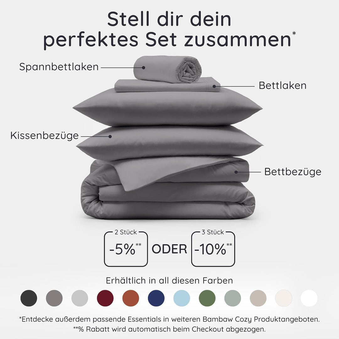 Bettdeckenbezug Dunkelgrau | 200x200 cm Bettwäsche | Bettdecke Bambus | Deckenbezug Allergiker | Bet