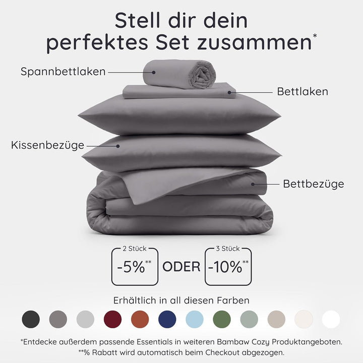 Bettdeckenbezug Dunkelgrau | 200x200 cm Bettwäsche | Bettdecke Bambus | Deckenbezug Allergiker | Bet