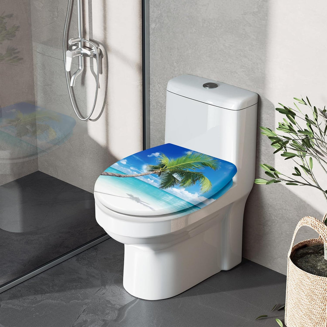 Aufun Toilettendeckel Absenkautomatik WC Sitz Klobrille mit Softclose Toilettensitz aus Hartplastik