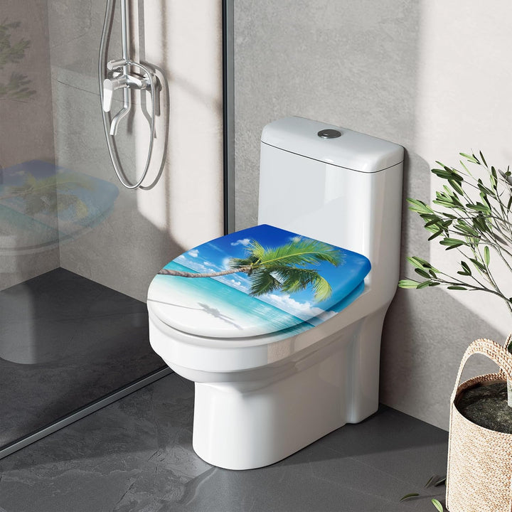 Aufun Toilettendeckel Absenkautomatik WC Sitz Klobrille mit Softclose Toilettensitz aus Hartplastik