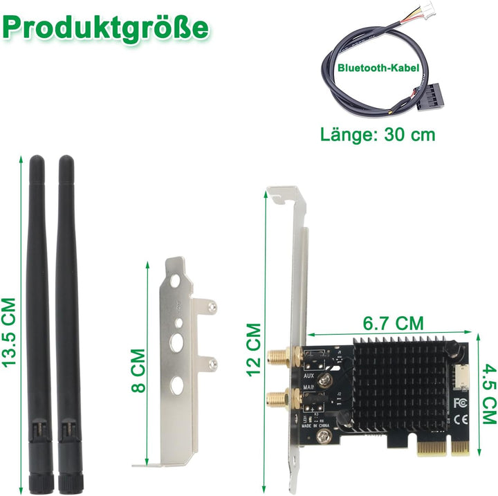 Ziyituod PCIe WiFi Karte für PC, WLAN Wireless-AC 1200Mbps PCI-E Wireless Netzwerkkarte 802.11ac Dua
