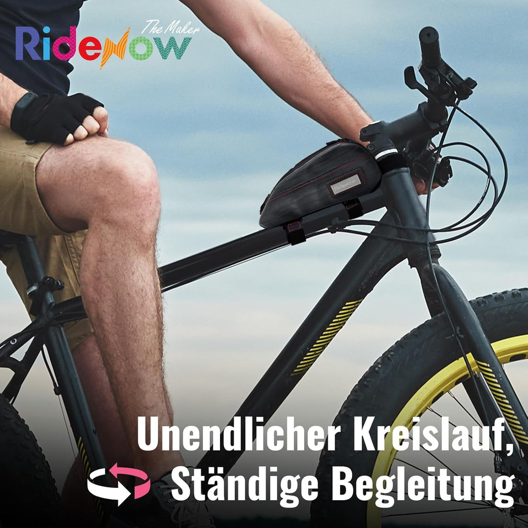 RIDENOW Fahrradtasche Rahmentasche aus recycelten TPU-Schläuchen & Gummischläuchen, Schmale wasserdi