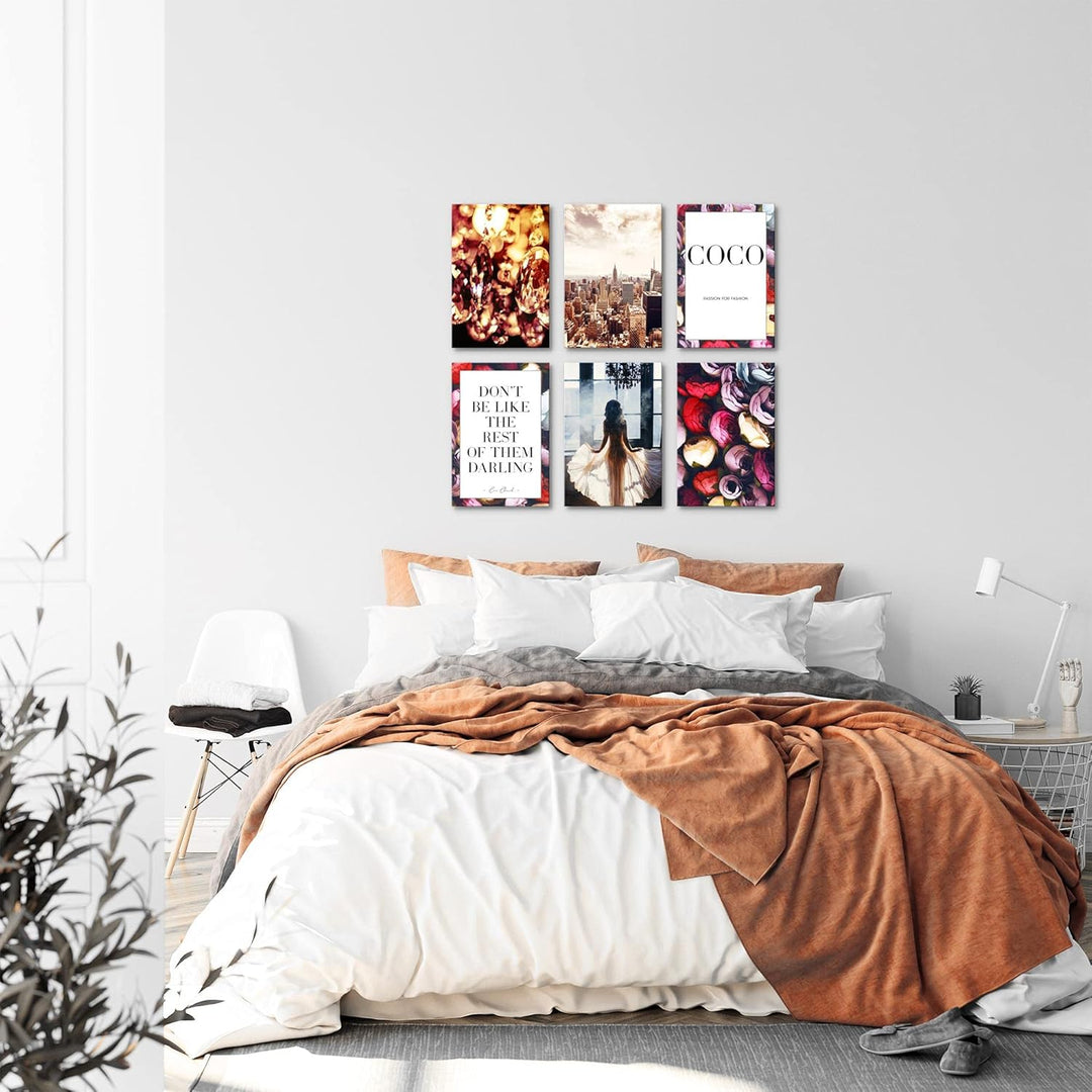 Novart Wandbilder Set - KOMPLETT AUFHÄNGFERTIG - Made in Germany - Moderne Bilder Fashion Wohnzimmer