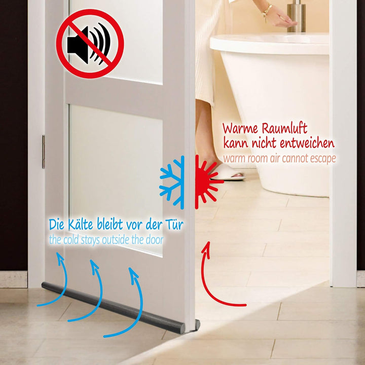 COM-FOUR® 3X Zugluftstopper für die Tür - Türbodendichtung - Luftzugstopper mit Doppeldichtung - Sch