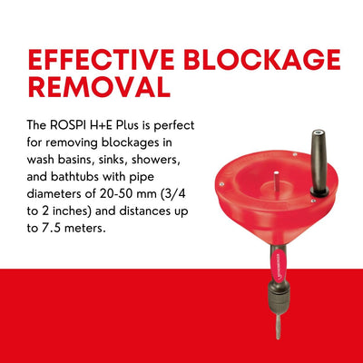 ROTHENBERGER 72095 ROSPI 8 H+E Plus, Hand- und Elektro-Rohrreinigungsgerät, 20mm-50mm Arbeitsbereich