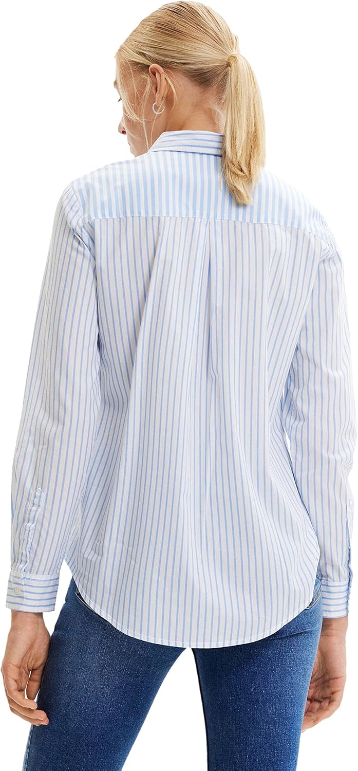 Desigual Damen Gewebtes Damenhemd, Langärmelig Shirt M Blau, M Blau