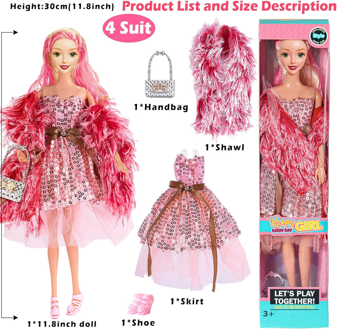 6 Pack Mode 11,5 Zoll amerikanisches Spielzeug Prinecess Puppen Spielset mit Outfits Kleid Design un